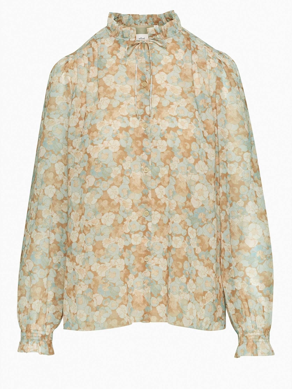 NWOT Aritzia Wilfred Alexis Chiffon Blouse - Snowmelt bl/Maplewood Size M